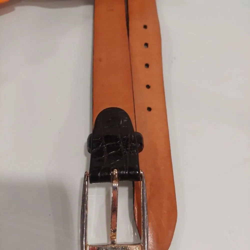 Martin Dingman Alligator Grain Italian Calfskin Belt Mens 105/42 Black Leather